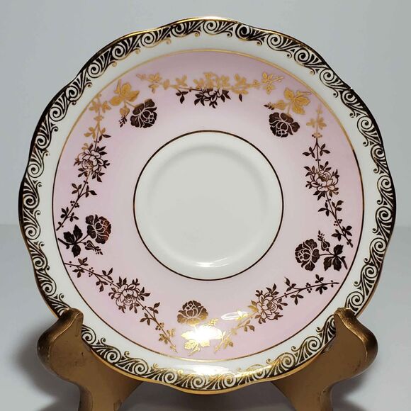 Royal Standard Teacup and Saucer Pink Gold Flowers Vintage - Picture 6 of 9